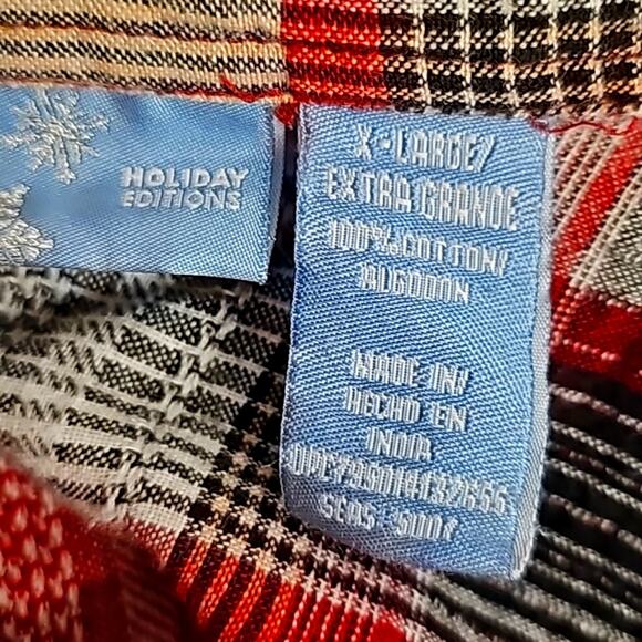 Holiday Editions Womens Button Front Collar Santa Claus Short Sleeve Top Size XL - Picture 9 of 10